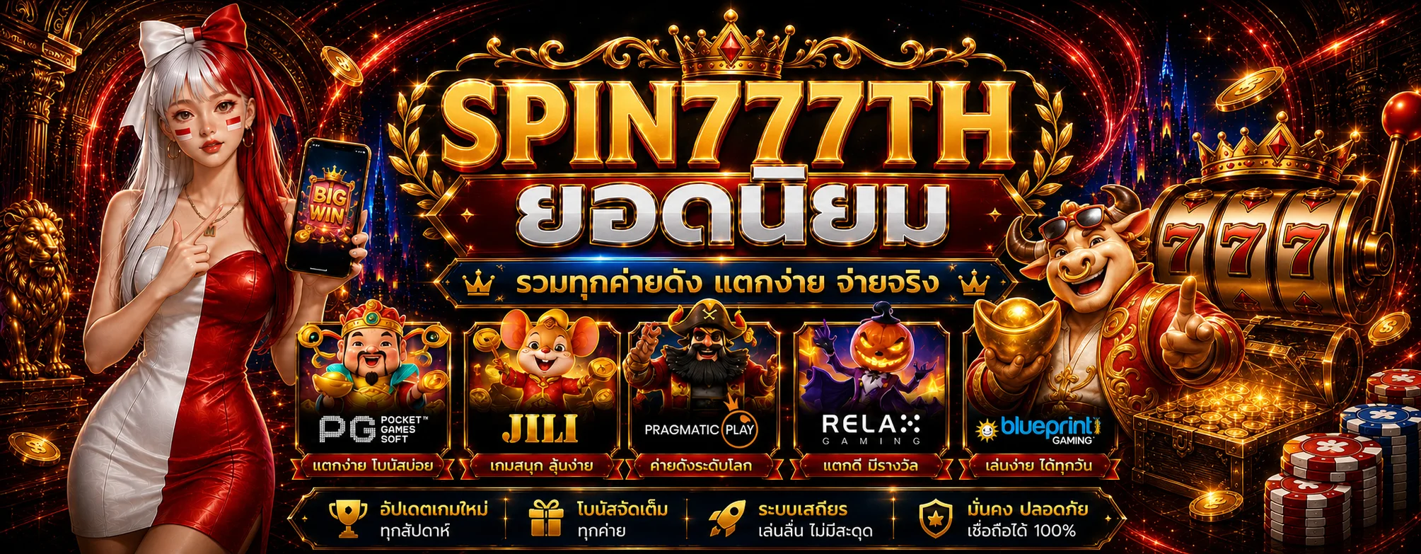 สไลด์ค่ายสล็อตยอดนิยม SPIN777TH และเครื่องสล็อต 777